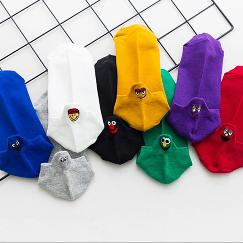 

Новинка 2021, носки-лодочки унисекс карамельных цветов, Необычные милые Мультяшные с вышивкой, модные хлопковые дышащие летние носки до щикол...