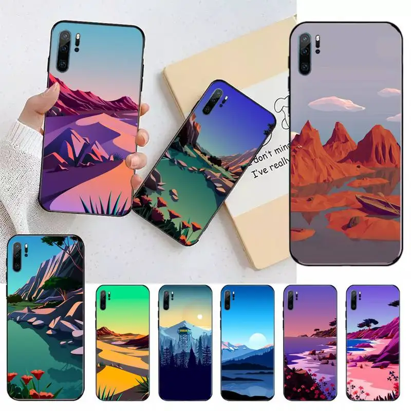 

Hand Painted mountain Landscape Phone Case For Huawei honor Mate 10 20 30 40 i 9 8 pro x Lite P smart 2019 Y5 2018 nova 5t