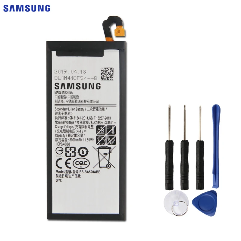 Samsung оригинальная замена Батарея EB-BA520ABE для samsung Galaxy A5 A520 SM-A520F Edition A520F 3000 мА/ч, Аутентичные