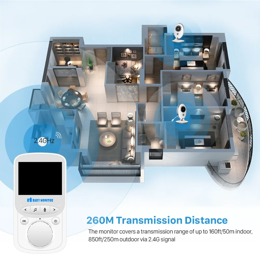 Беспроводной ЖК Аудио Видео Детский Монитор радио няня музыкальный Интерком IR 24h