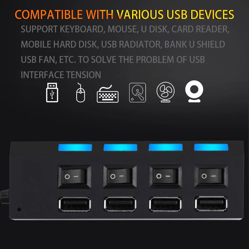 

USB To 4USB 7usb with Independent Switch Gpu External Laptop Video Card External Hard Drive Docking Station Usb C Power Parts