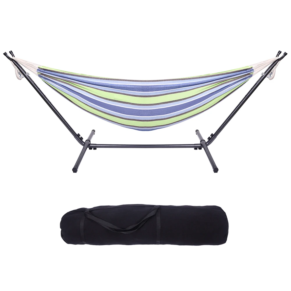 

Hammock Set Contain Hammock Frame Portable Outdoor Polyester Hammock Green Easy to Hang and Assembly[US-Stock]