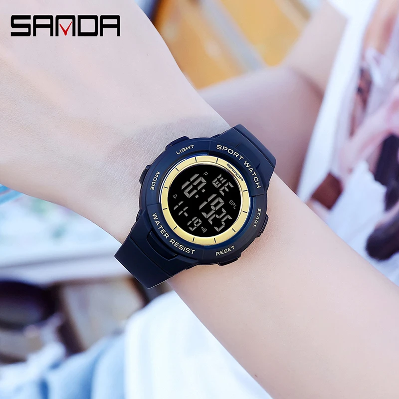 

SANDA Sports Women Watch Fashion Casual Multifunction Waterproof LED Digital Watch Wristwatches For Clock Relogio Feminino 6006