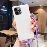 luxury cute lanyard silicone phone case for iphone 13 12 11 pro max se2020 xsmax xr x 8 7 6 plus ultra thin necklace rope cover