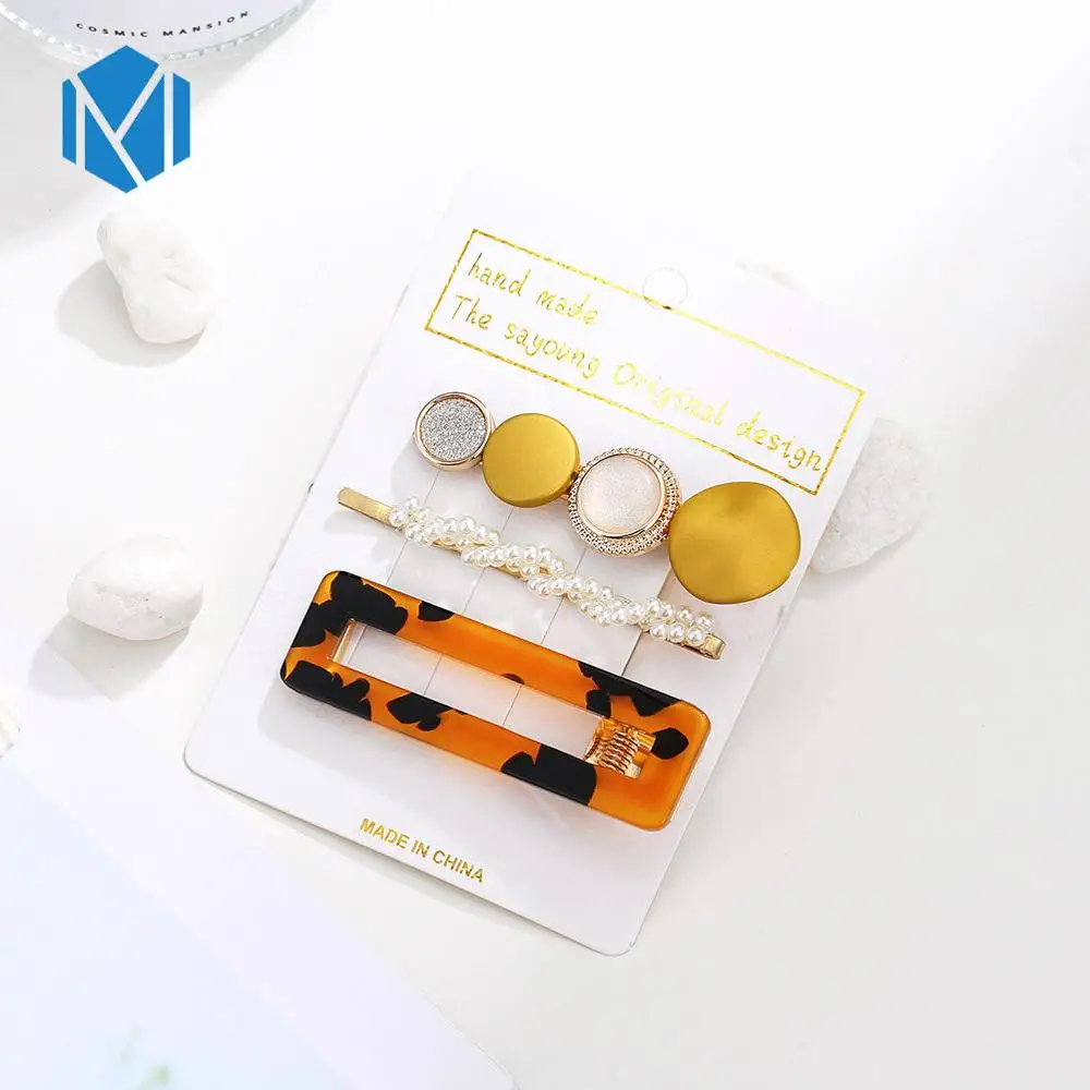 3pcs square brown M MISM INS Круглый корейский Кристалл Сплав заколки для волос Макарон цвет заколки BB шпильки Заколки для женщин обувь девочек аксессуары для волос - Цвет: 3pcs square brown