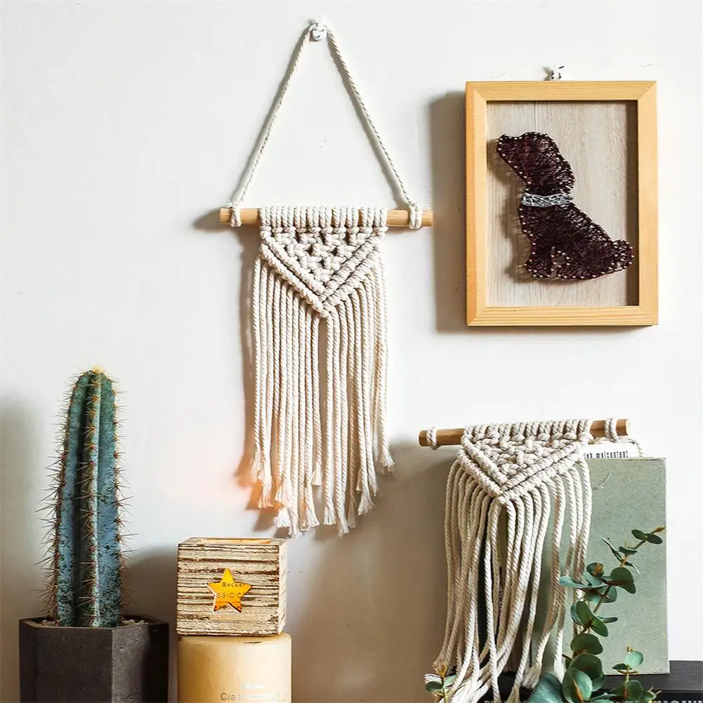 Макраме настенный богемный тканый хлопковый веревочный Ловец снов гобелен с