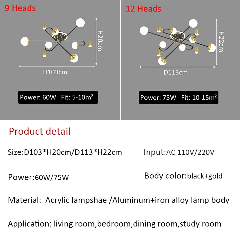

Gold LED Ceiling Light for Living Room Dining Room Bedroom Kitchen Home Indoor Decor Lighting Modern Ceiling Chandeliers Lamps