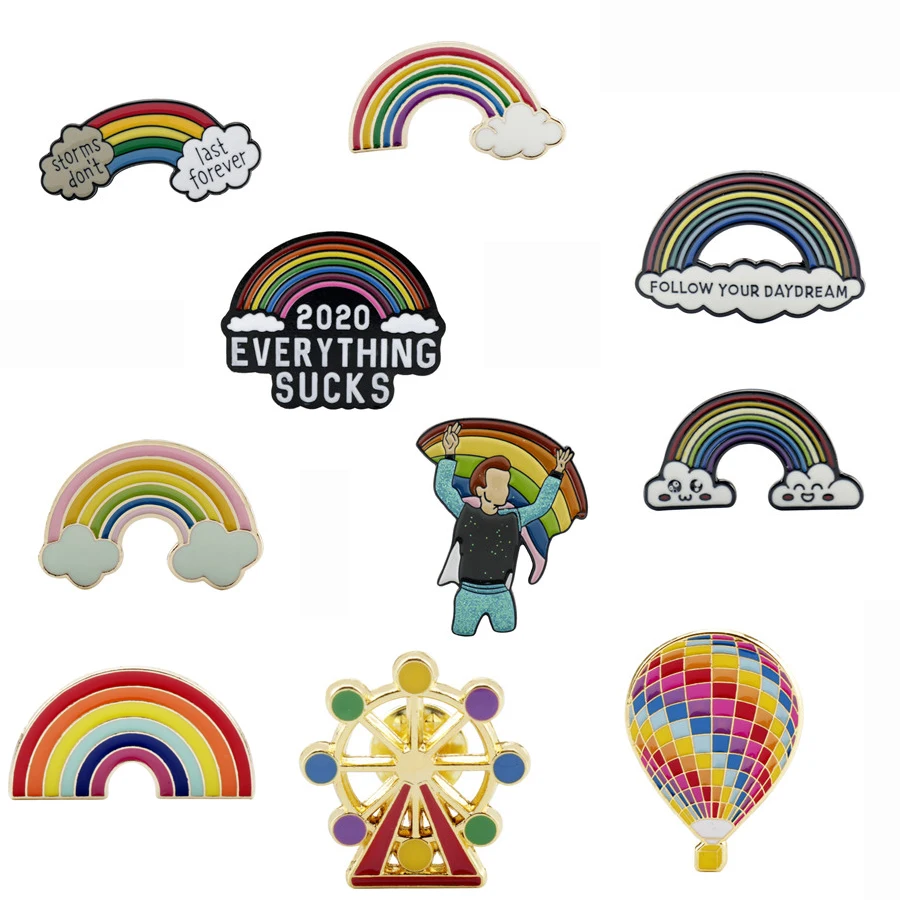 

Enamel Brooch Pins Cute Rainbow Letters Shape Metal Jewelry Letter 2020 EVERYTHING SUCKS Badge Brooches Bagback Lapel Pin
