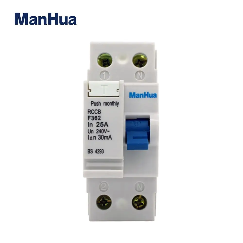 ManHua F362 25A 240VAC 30mA 2P выключатель остаточного тока Электрическая защита от утечки |