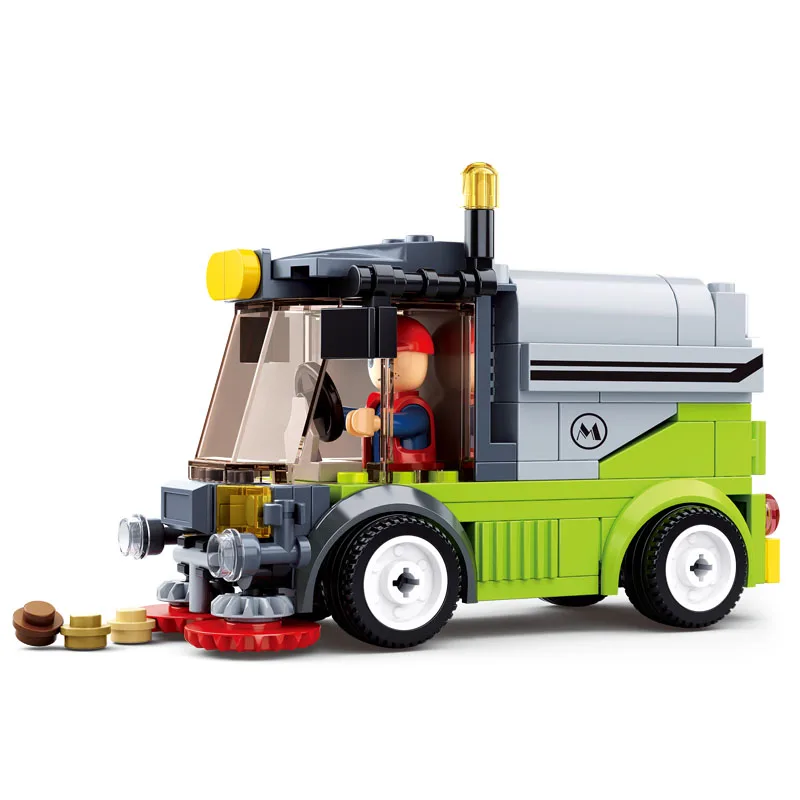 

Building Block City Town Great Vehicles Municipal Car Road Sweeper 136pcs Educational Bricks Toy Boy