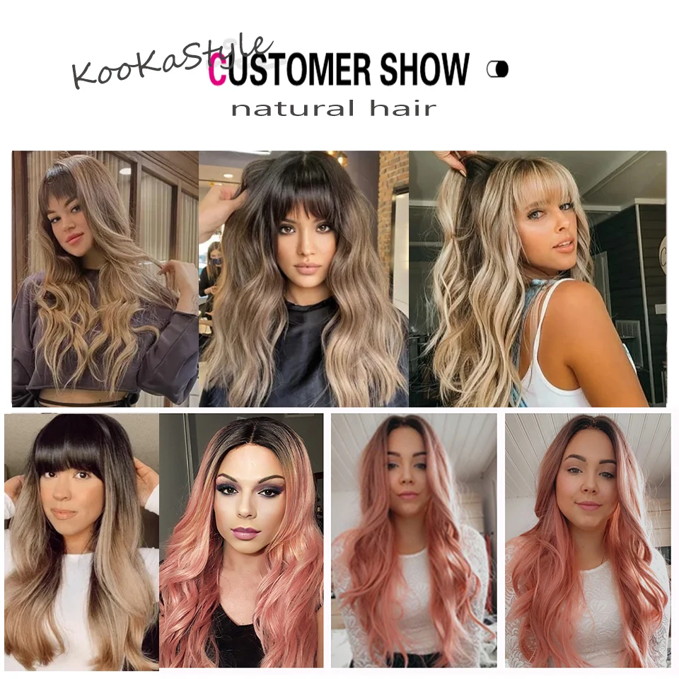 

KooKaStyle Synthetic Wigs for Women Long Wavy Wig Ombre Light Ash Brown Blonde Wigs Brizilan Cosplay Wig Party Wigs for Brizilan