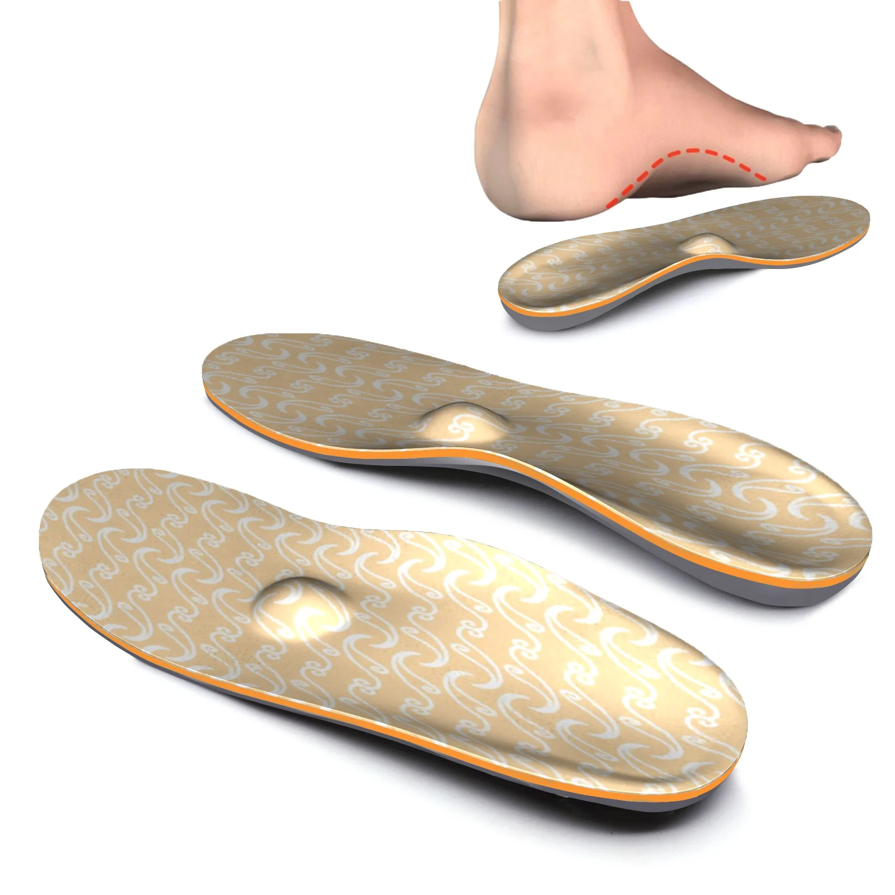 

Yellow Printing EVA Orthotic Targeted Cushioning,Arch Support Inserted Insole Comfort Insoles for Heel, Arch,Ball of Foot