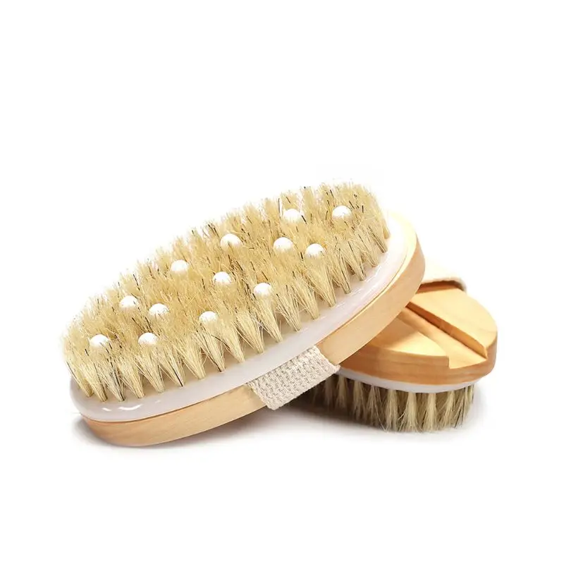 

2 In 1 Dry Skin Body Brush Natural Bristle Dead Skin Remover Anti Cellulite Exfoliates Blood Circulation Health Massage Tools