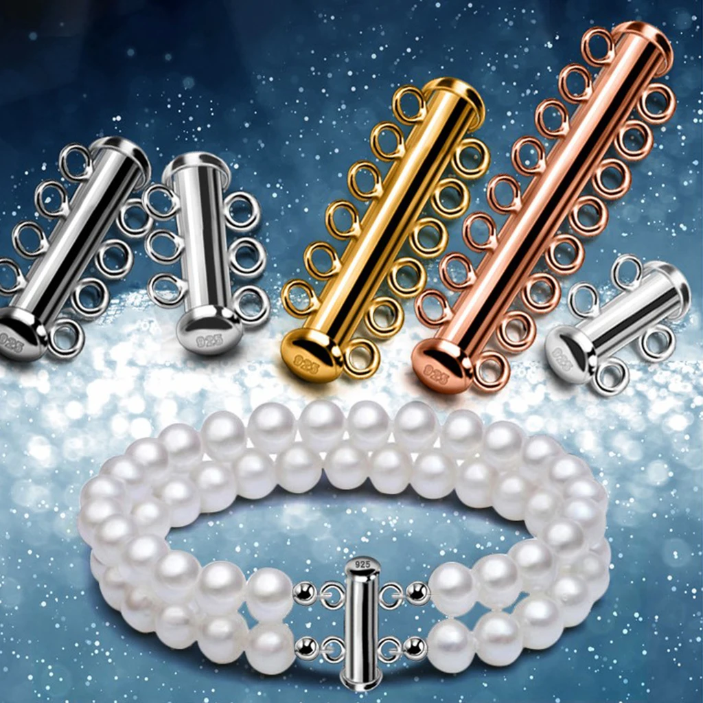 925 серебряное покрытие 2 нити ожерелье на магнитной застежке разъемы ювелирные