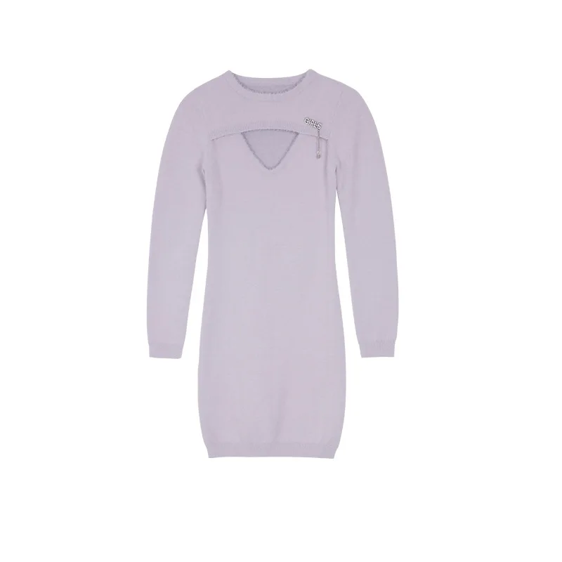 

DEAT 2021 New Spring And Summer Fashion Casual Long Sleeve Solid Color Slim Hollow Out Dress Short Woolen Dress Women SH535
