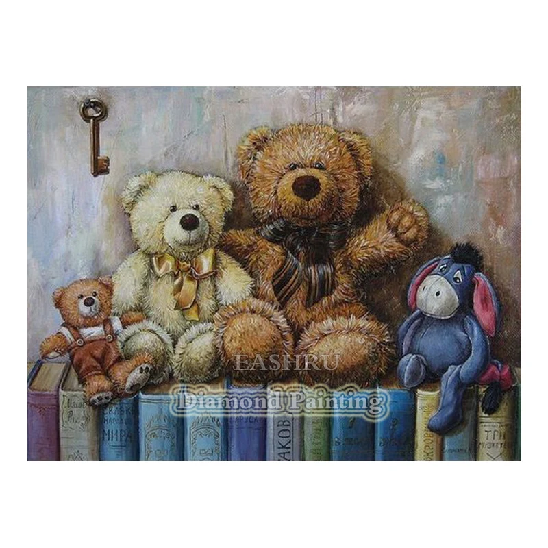 EASHRU Медведь Тедди животное 5D DIY алмазная живопись вышивка крестиком Алмазная