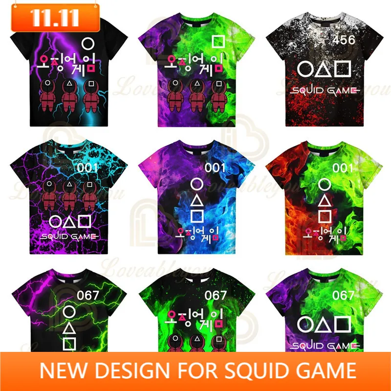 

Boys Girls Cosplay Costume Korean 456 The Game T-shirt 3 To 14 Years Movie Kids T shirt Women Men Tees 3D Clothes Tops