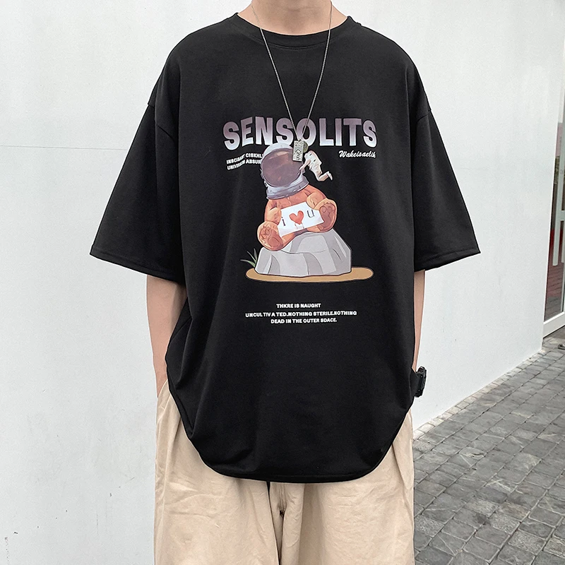 Мужская футболка модный топ с круглым вырезом хлопковая одежда короткими