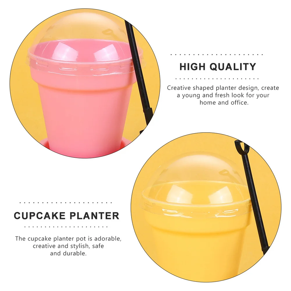 

50 Sets Creative Flower Pot Cake Cups Bonsai Cupcake Decoration with Shovel
