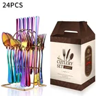 Набор столовых приборов из нержавеющей стали с держателем для хранения, 24 шт.