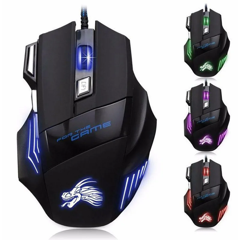 

Cool Backlight Gaming Mouse 7 Button Optical USB Gamer Mice Ergonomic Professional 5500 DPI Mouse
