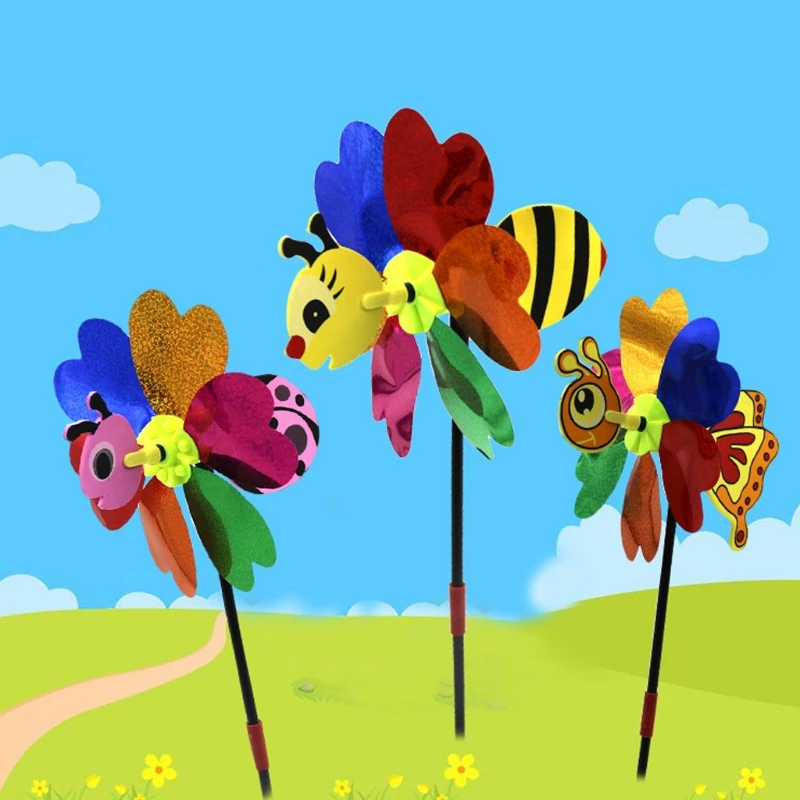 

1pcs Bee Windmill Cute Colorful 3D Insect Pinwheel Wind Spinner Whirligig Toys Yard Garden Decor Outdoor Lawn Decor Color Random