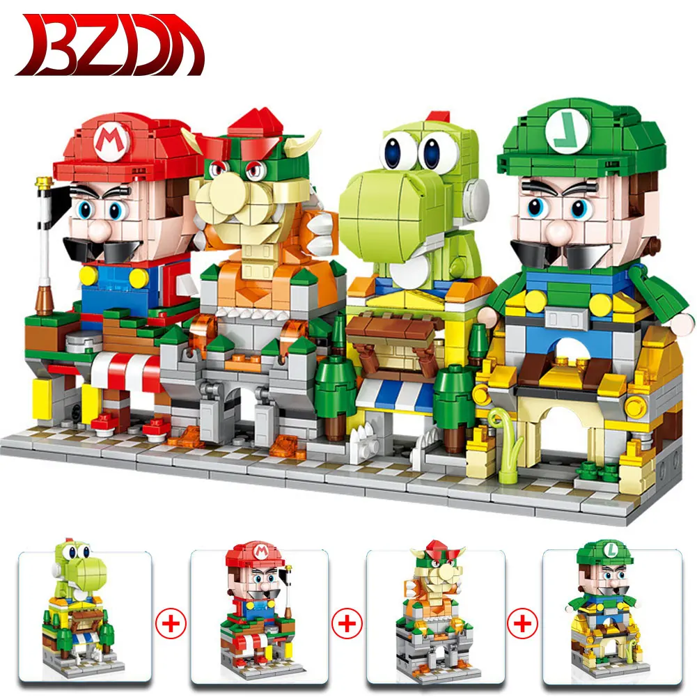 Конструктор BZDA Mario Street View 4 в 1 аниме персонаж из мультфильма Супер Мэри игрушки