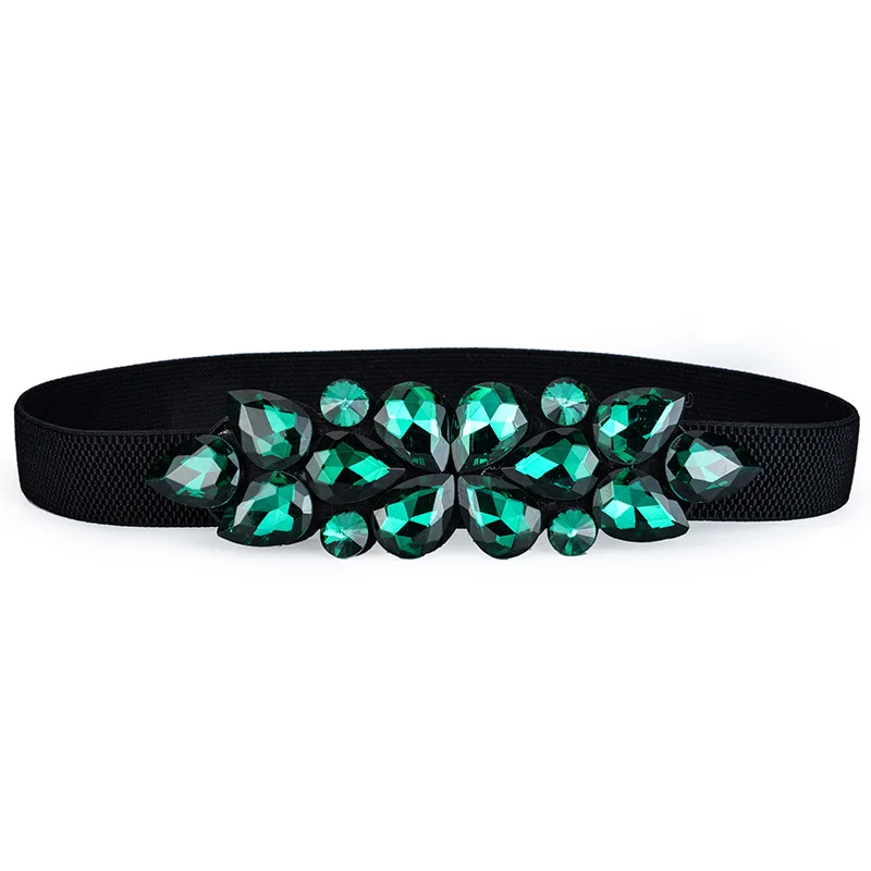 Модный женский эластичный широкий корсет пояс для женщин стеклянный Хрустальный