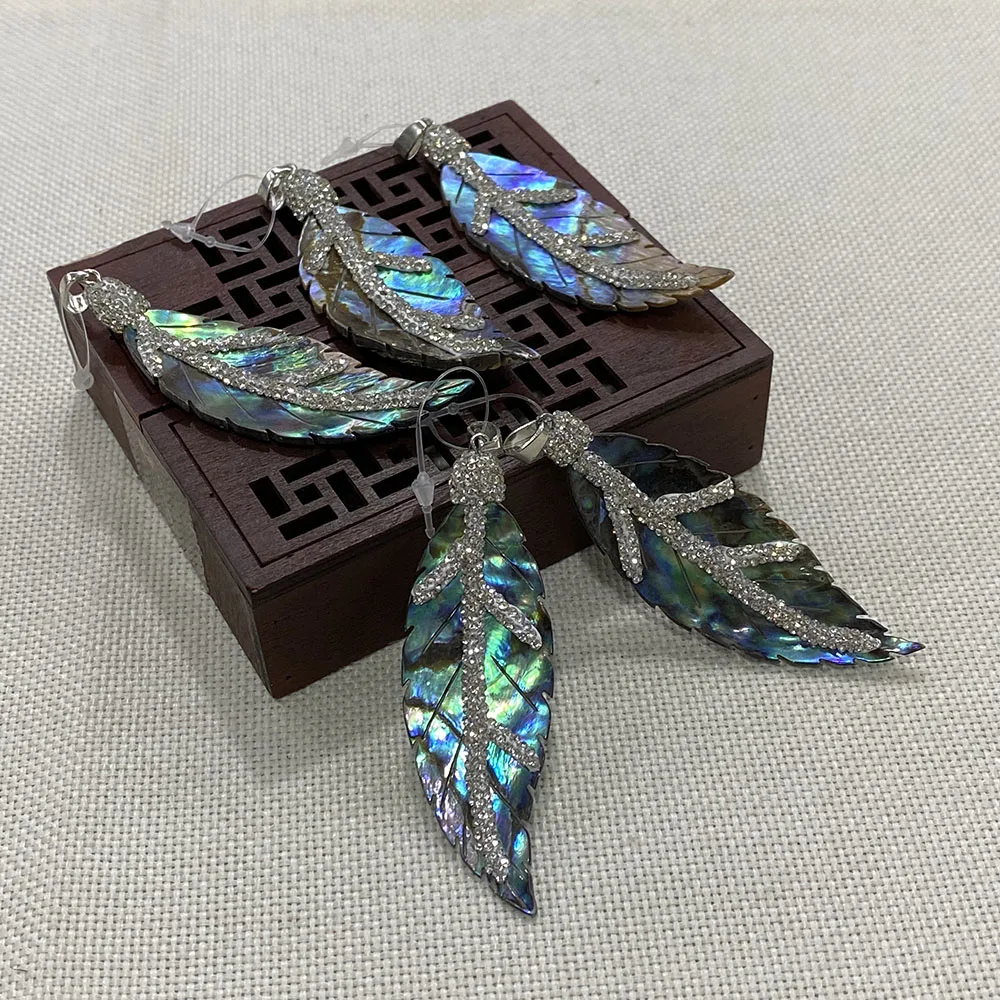 

New Fashion Natural Leaf-shaped Abalone White Shell Mother Shell Pendant Making DIY Necklace Bracelet Jewelry Accessories Gifts