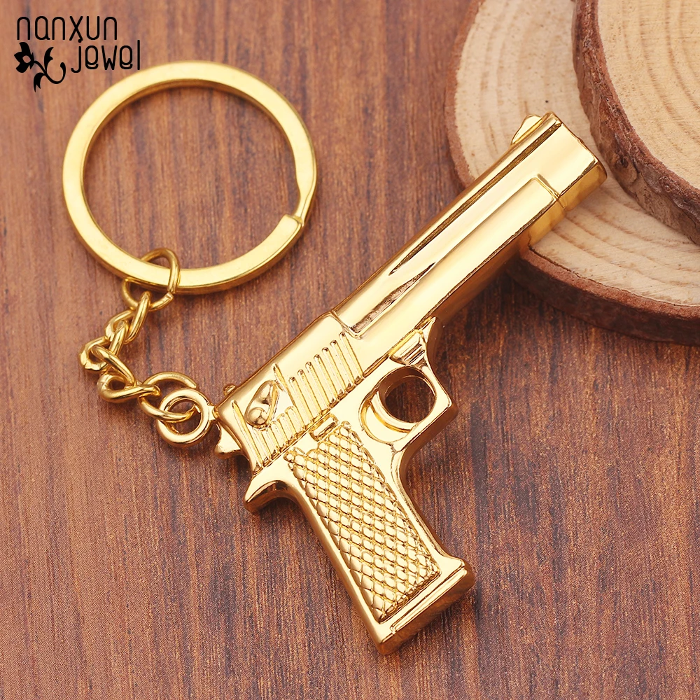 Пистолет кулон брелок Золотой Цвет модельный Брелок Панк Хип-хоп мужской