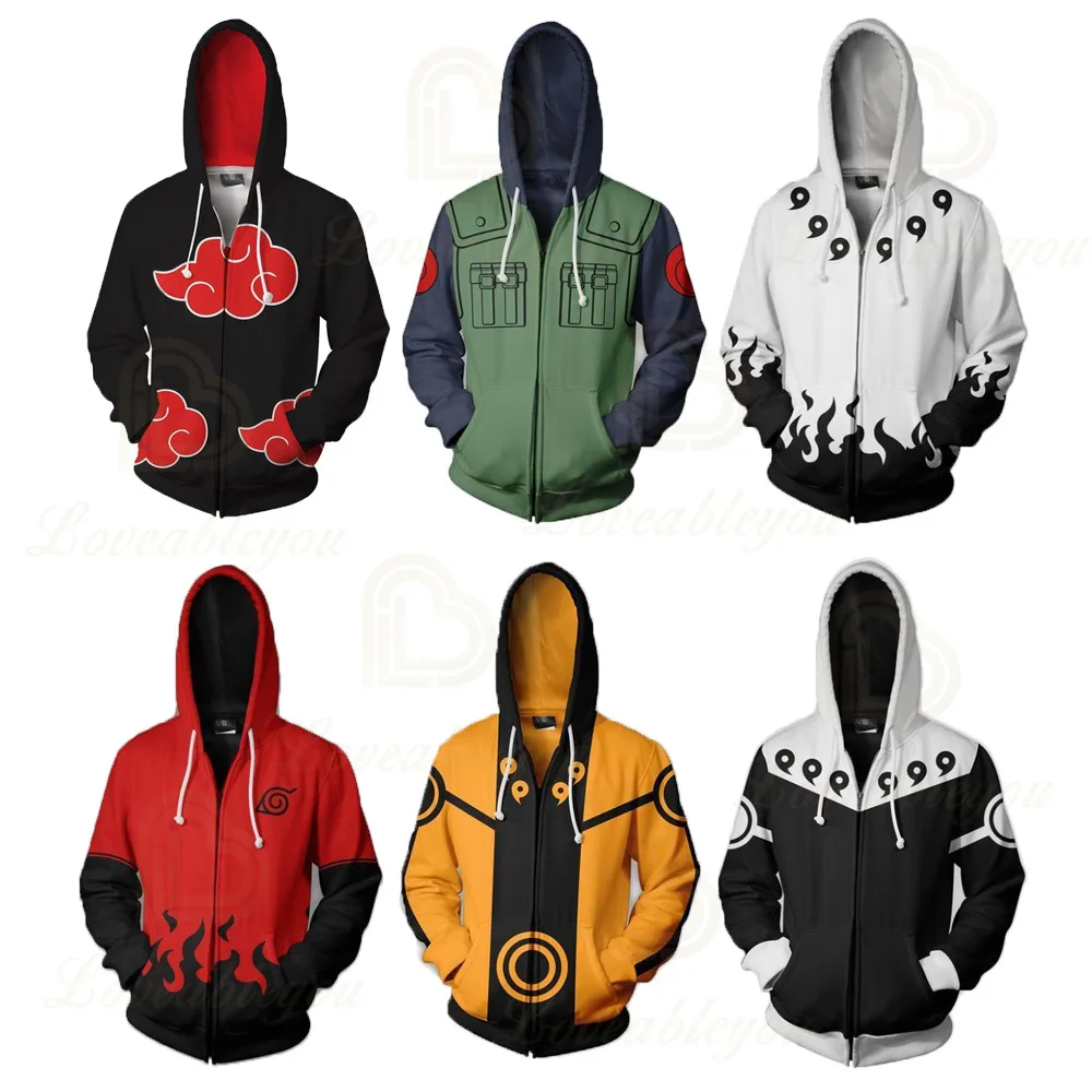 Аниме Косплэй толстовки с капюшоном на молнии для Для мужчин женщин детская