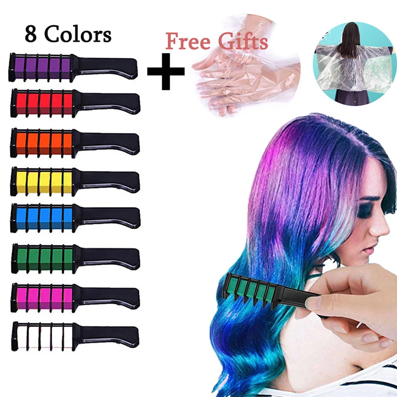 

1/8pcs Hair Mascara New Design Crayons For Hair Color Chalk for Girl Kids Temporary Blue Hair Styling Dye With Comb Hair Dye Kit