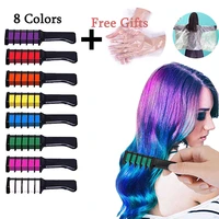 8 color temporary hair color chalk comb with gloves cap washable bright hair color dye for girls kids cosplay diy cepillo pelo