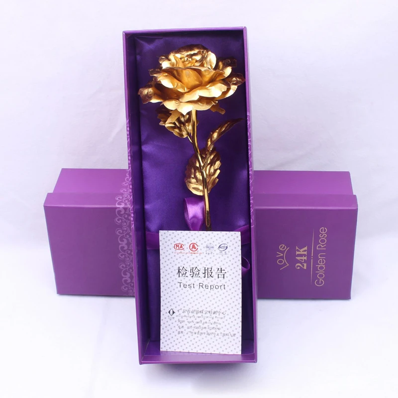 gold rose no base Дропшиппинг День Святого Валентина 24K Фольга Золотая Роза креативный подарок длится навсегда любовь Свадебный декор любовник Роза - Цвет: gold rose no base