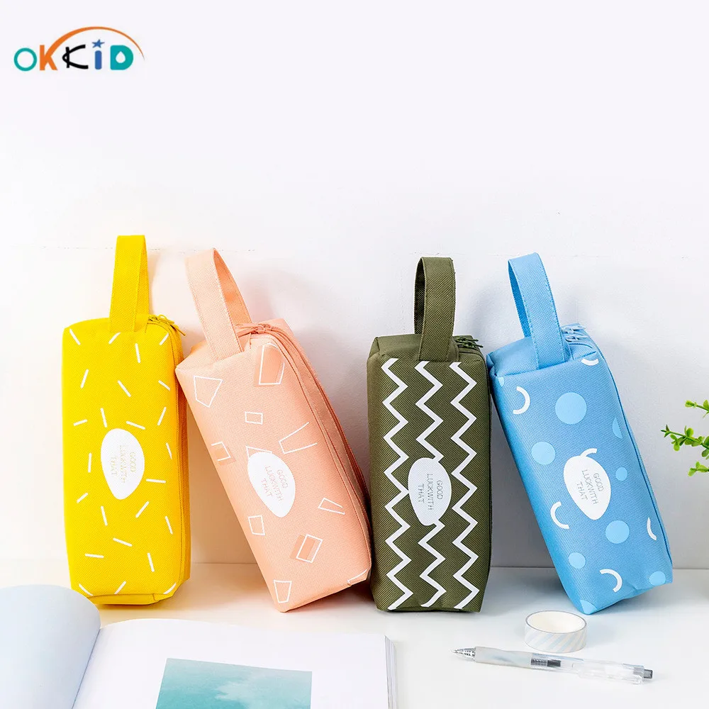 OKKID Студенческая школьная сумка карандаш милая желтая розовая синяя ручка