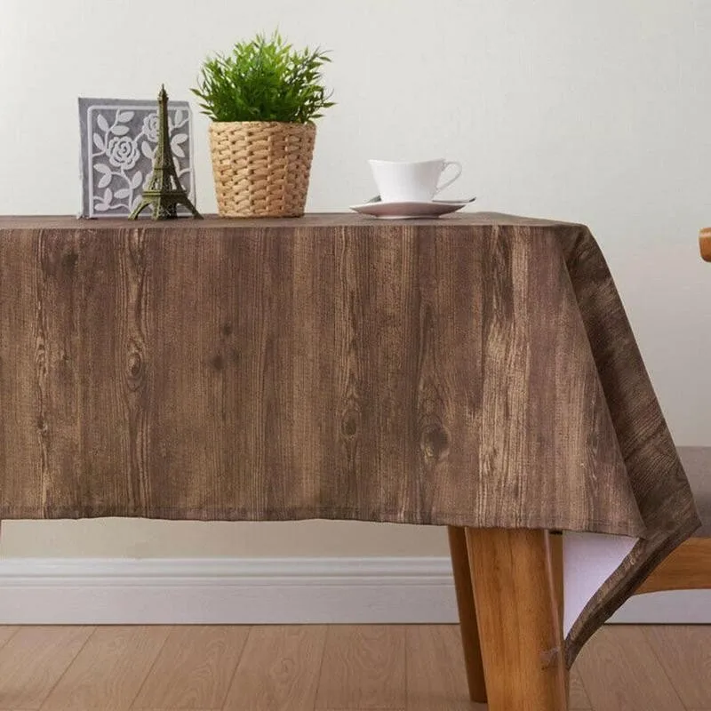 

Wood Tea Table Cloth Oil-proof Tablecloth Wood Grain Print Print Grain Anti-oil Tablecloth Kitchen Home Tablecloth U8V6