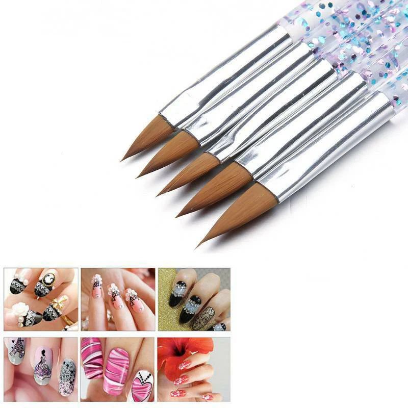 

Nail Art Brush Tools Set Crystal Handle Acrylic UV Gel Glitter Drawing Painting Brushes Carving Flower Pens Nails Art Tools