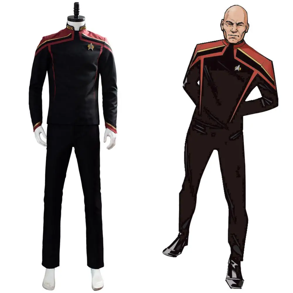 

Star Cosplay Trek Jean-Luc Picard Costume Uniform Coat Pants Full Set Outfit Halloween Carnival Costume Adult