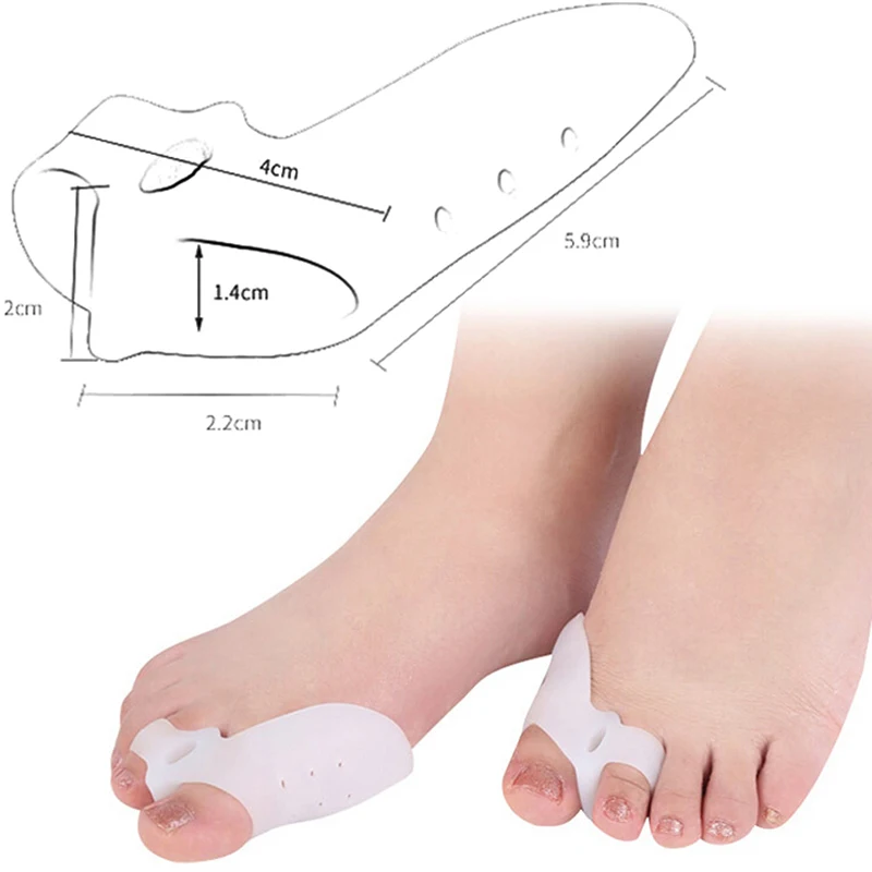 

2Pcs Silicone Bunion Toes Corrector Orthotics Hallux Valgus Straightener Separator Ease Pain Foot Care Tool