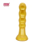 Анальный фаллоимитатор FAAK с длинными золотистыми бусинами, анальная пробка на присоске, анальная пробка-леденец, интимные игрушки для взрослых