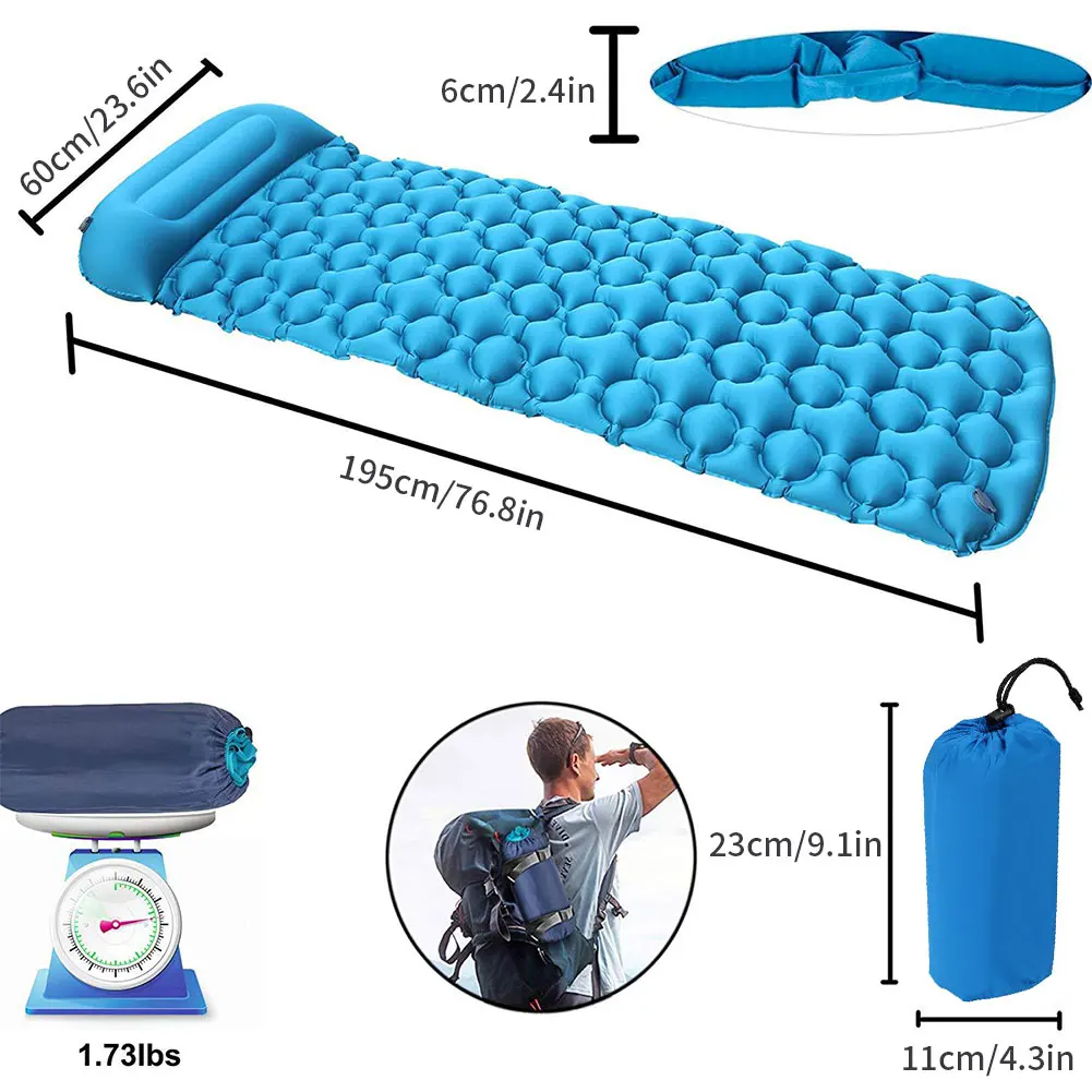 

Camping Sleeping Pad Inflatable Air Mattresses Outdoor Mat Furniture Bed Ultralight Cushion Pillow Hiking Trekking Drop Shipping