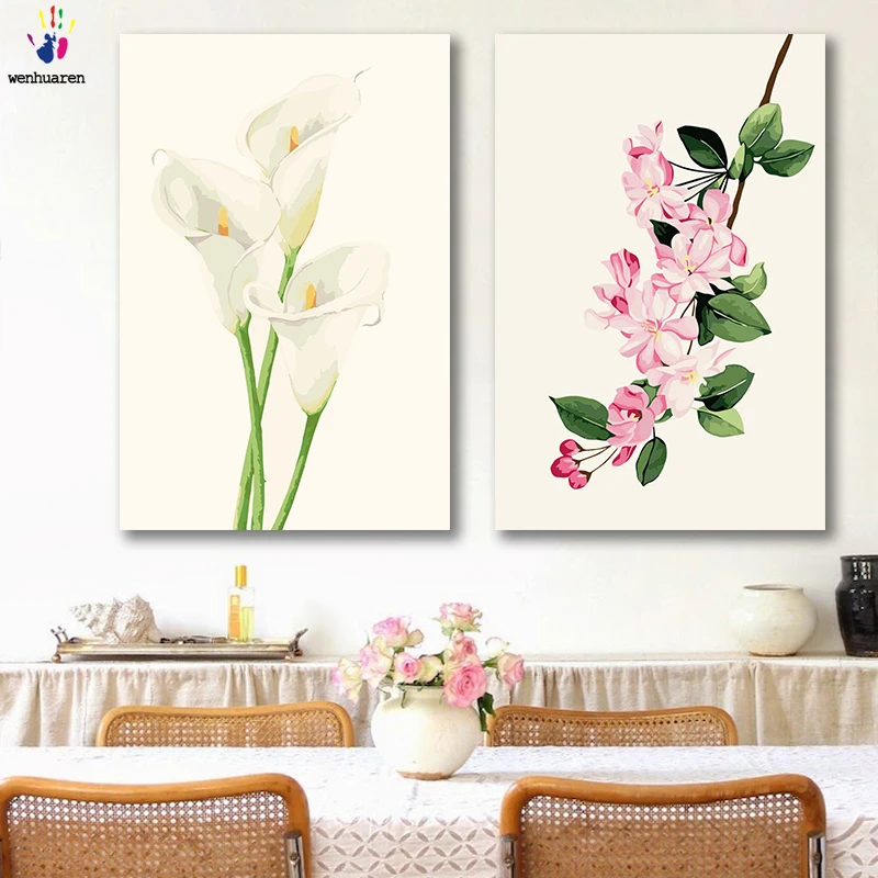 DIY картинки для раскраски по номерам с цветами Calla lily rose flower маленькая свежая