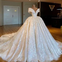 ball gown wedding dresses 2020 modest plus size off shoulder lace applique flowers dubai arabic bridal church garden gowns
