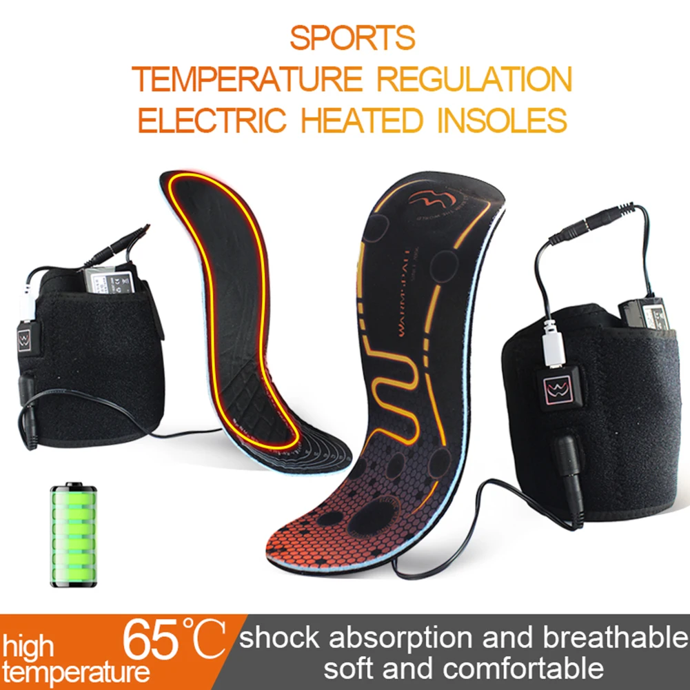 

1 Pair of Heated Insoles Battery Powered Rechargeable Heated Shoes Insoles Winter Skiing Foot Warmers for Men and Women in stock