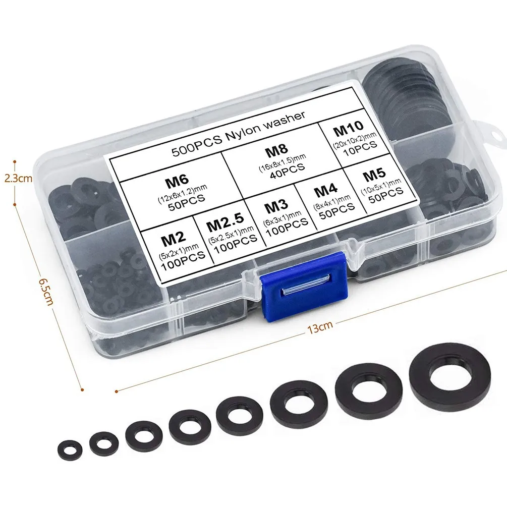 

500 Pcs Nylon Flat Washers Commercial Appliances Bolts/screws Flat Sealing
