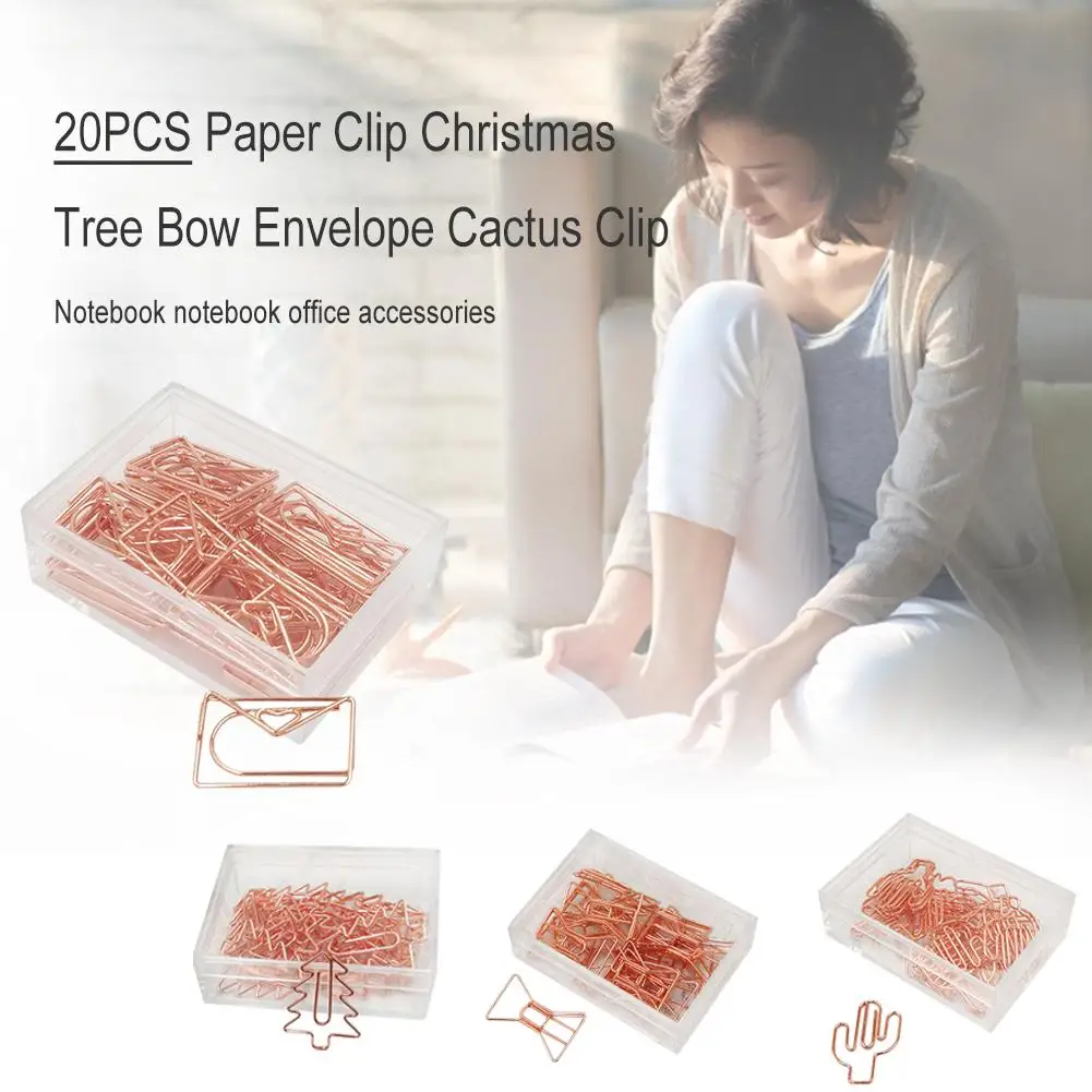 20 шт. бумажные зажимы бант для рождественской ёлки конверт кактус розовое золото