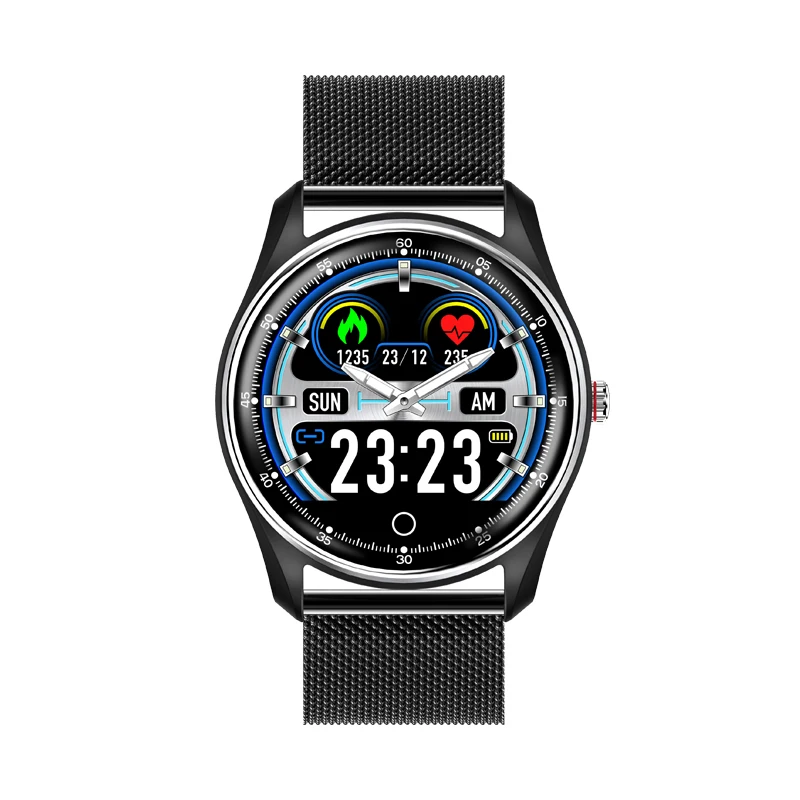 black steel MX9 ECG Smart Watch Blood Pressure PPG Heart Rate Blood Pressure Monitor Multi-languages Smartwatch Clock For Men Women - Цвет: black steel