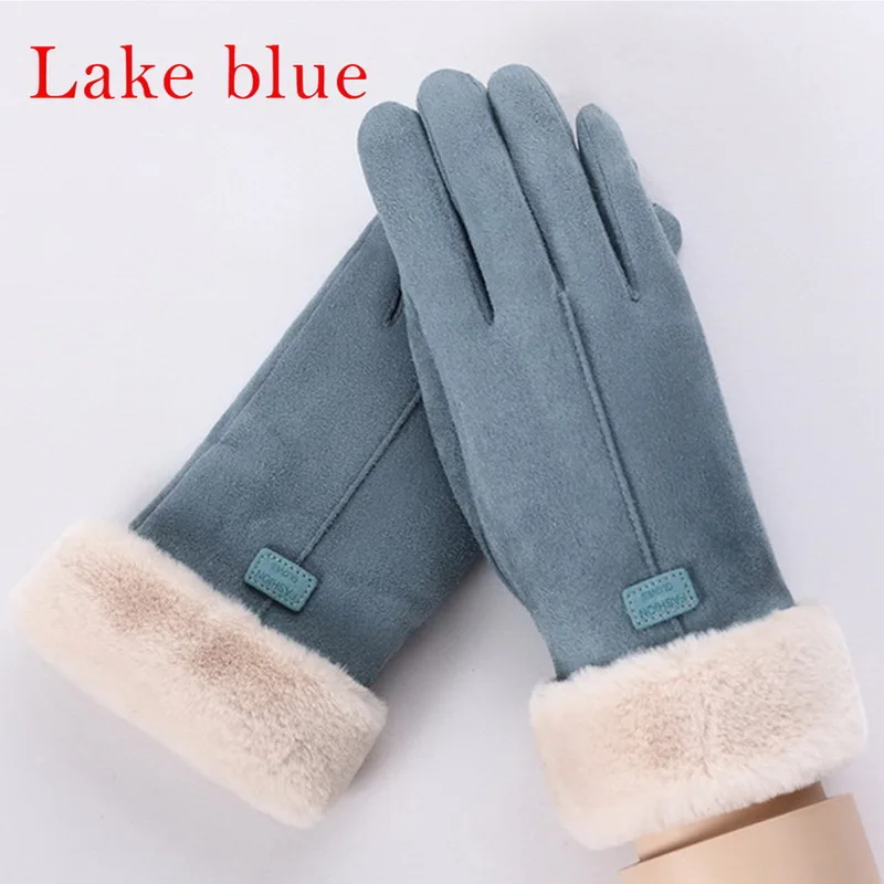 

2021 New Fashion Women Gloves Autumn Winter Cute Furry Warm Mitts Full Finger Mittens Women Outdoor Sport Female Gloves Screen