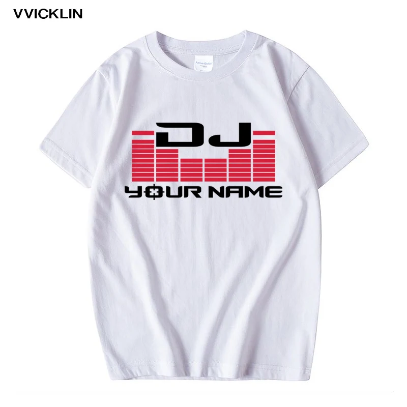 DJ ваше имя для мужчин обычай печать футболка Camiseta Hombre в стиле хип-хоп