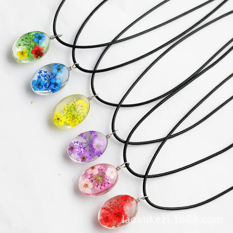 Ожерелье с подвеской в виде сушеных цветов ювелирное изделие ручной работы из